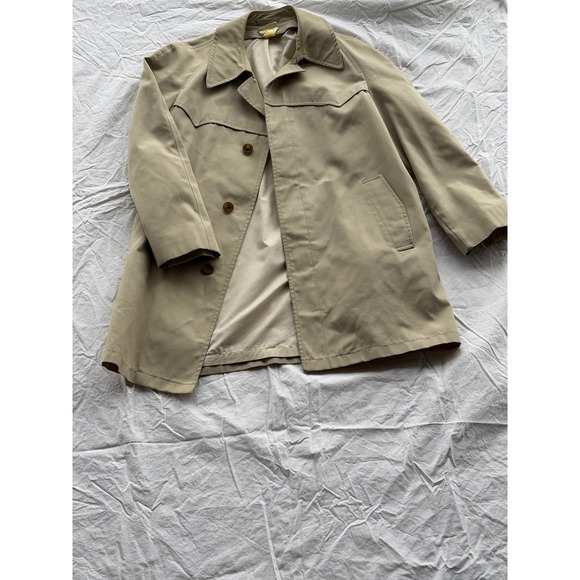 London Fog Other - Vintage London Fog Mens Trench Coat Tan Beige 42 Long Western Yoke Car Coat